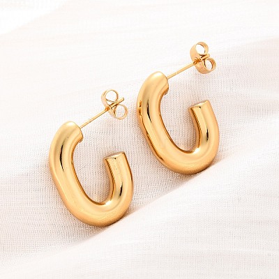 201 Stainless Steel Half Hoop Earrings LS-EJEW-C501-16G-A-1