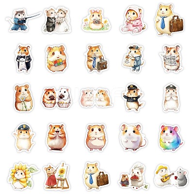 50 Pieces Cute Hamster Doodle Paper Stickers STIC-R001-27-1