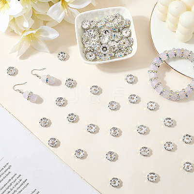 120Pcs Brass Rhinestone Spacer Beads RB-PA0001-03S-02-1