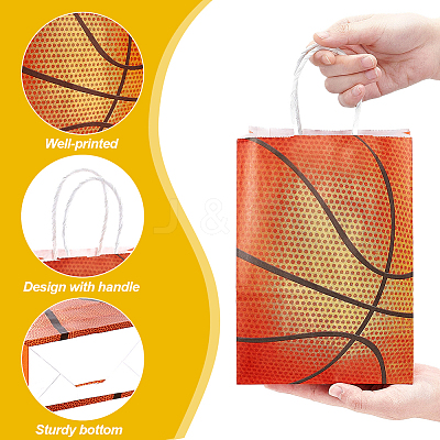 30Pcs 2 Colors Basketball Paper Gift Tote Bags ABAG-OC0001-16-1