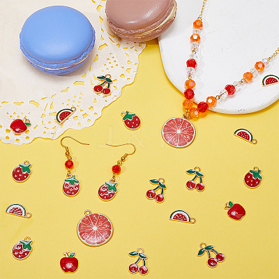 50Pcs 5 Styles Alloy Enamel Pendants ENAM-SC0005-65-1