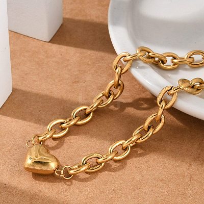 201 Stainless Steel Cable Chain Link Bracelets BJEW-M051-01G-1-1