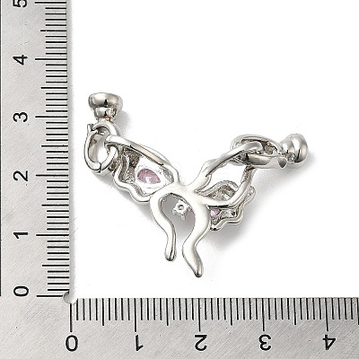 Rack Plating Brass Pave Clear Cubic Zirconia Fold Over Clasps KK-E084-01P-1