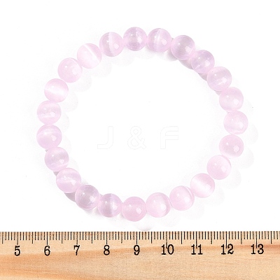 Dyed Natural Selenite Round Beaded Stretch Bracelets for Women G-U005-02I-1