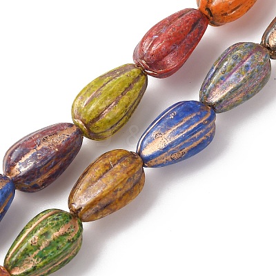 Painted Glass Beads Strands GLAA-B037-06-1