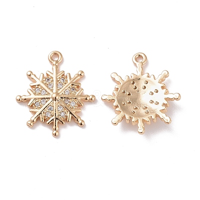 Brass Micro Pave Clear Cubic Zirconia Pendants KK-G418-05G-1