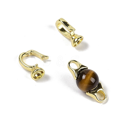 Natural Tiger Eye with Brass Fold Over Clasps G-G141-03G-14-1