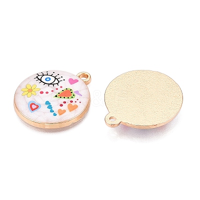 Printed Rack Plating Alloy Enamel Pendants ENAM-T020-02F-1