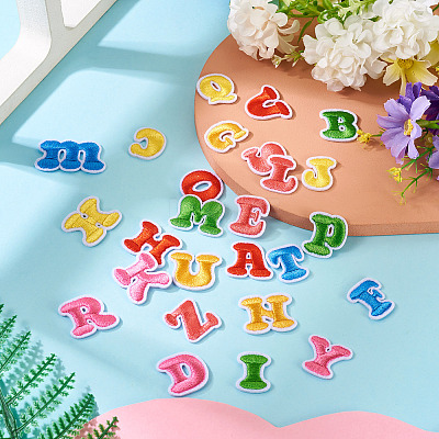 104Pcs 4 Sets Letter A~Z Embroider Thread Cloth on/Sew On Patches PATC-TA0001-41-1