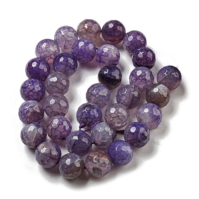 Faceted Natural Dragon Veins Agate Beads Strands X-G-F447-12mm-L04-1