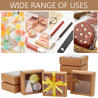 Square Paper Biscuit Boxes with Clear PVC Window LS-CON-WH0098-16A-03-1