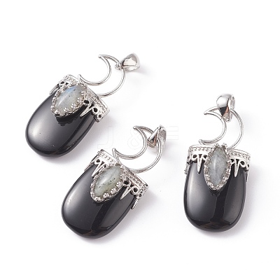 Natural Black Obsidian Pendants G-F639-09E-P-1