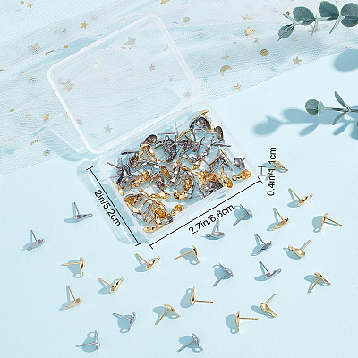 100Pcs 2 Colors 304 Stainless Steel Stud Earring Findings STAS-CN0001-11-1
