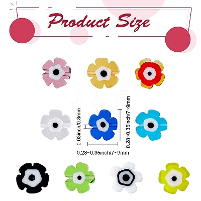 120Pcs 10Colors Handmade Evil Eye Lampwork Beads LAMP-SZ0001-16-1