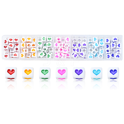 175Pcs 7 Colors White Opaque Acrylic Beads MACR-YW0002-02-1