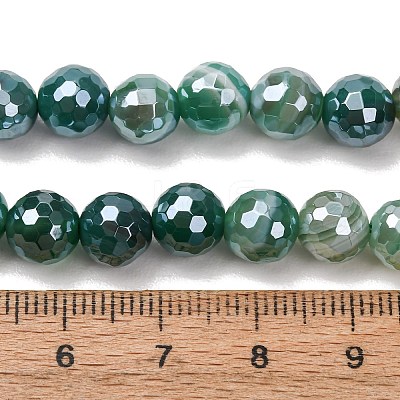 Electroplated Natural Agate Beads Strands G-B191-A07-8mm-09-1