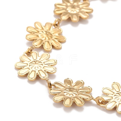 Enamel Daisy Link Chains Bracelet BJEW-P271-01G-01-1