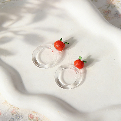 Handmade Lampwork Fruit Finger Rings for Women WGA7362-01-1