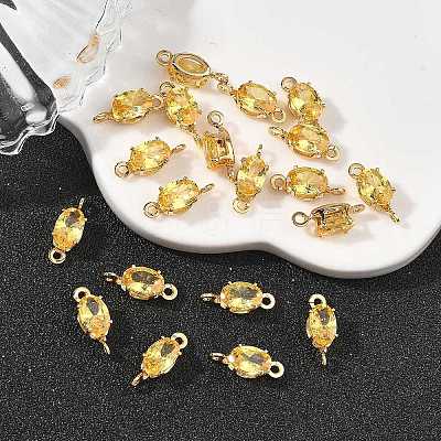 SHEGRACE Brass Pave Cubic Zirconia Oval Connector Charms XGRQ2O646-437C-G-1