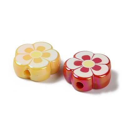 UV Plating Printed Opaque Acrylic Beads OACR-D316-21-1