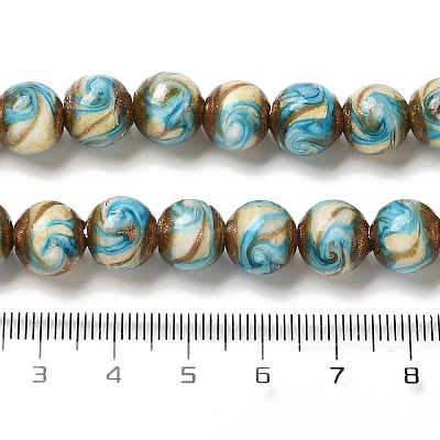 Gold Sand Lampwork Beads Strands LAMP-E036-06D-1