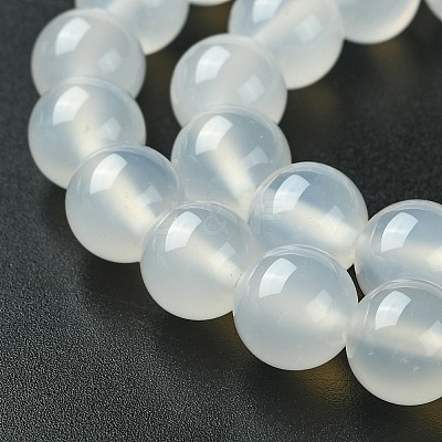 Natural White Agate Round Beads Strands G-N0151-10-10mm-1