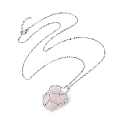 Non-Tarnish 3Pcs 3 Styles 304 Stainless Steel Cable Chain Macrame Pouch Empty Stone Holder Necklace Making NJEW-JN04971-1