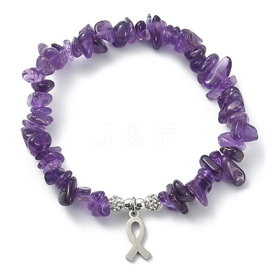 Natural & Synthetic Mixed Gemstone Chips Beaded Stretch Bracelets BJEW-JB09586-1