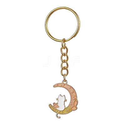Moon with Rabbit Alloy Enamel Pendant Keychain KEYC-JKC00623-05-1