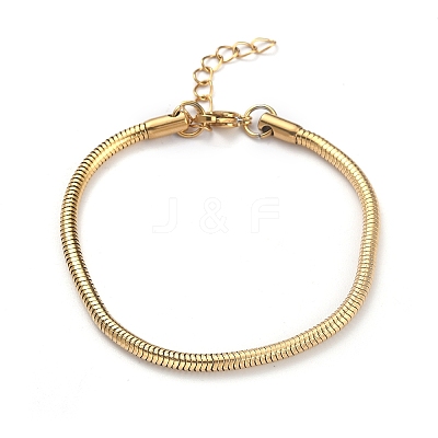 Ion Plating(IP) 304 Stainless Steel Round Snake Chain Bracelets BJEW-O186-08A-G-1