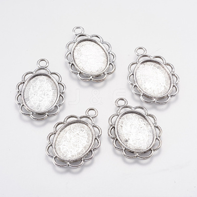 Tibetan Style Pendant Cabochon Settings X-TIBEP-0584-S-FF-1