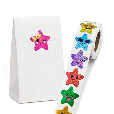 Plastic Laser Star Reward Sticker Rolls PW-WG60442-01-1