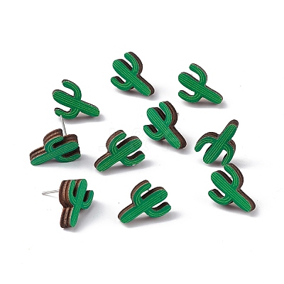 Natural Wood Stud Earrings EJEW-C013-01I-1
