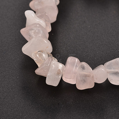 Chips Natural Rose Quartz Beaded Stretch Bracelets X-BJEW-JB01826-02-1
