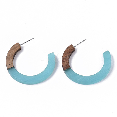 Resin & Walnut Wood Stud Earring Findings RESI-R425-01-A01-1