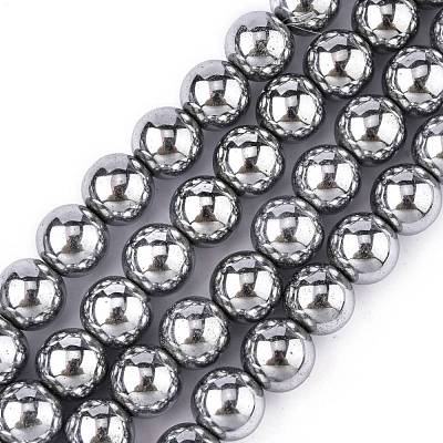 Non-magnetic Synthetic Hematite Beads Strands G-S096-10mm-3-1