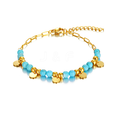 Stainless Steel Flat Round Charm Bracelets KM5058-2-1