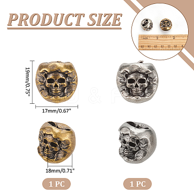 2Pcs 2 Colors Brass EDC European Beads FIND-NB0004-99-1