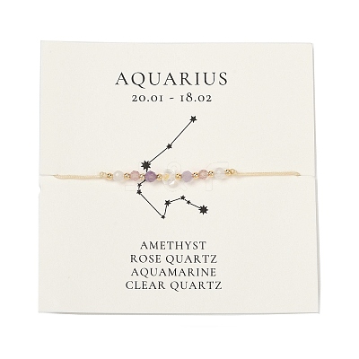 Natural stone constellation bracelet with 12 zodiac signs NR2952-10-1