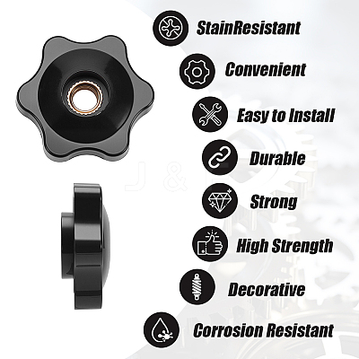 20Pcs PP Plastic & Brass Plum Blossom Handle Nut DIY-SP0007-12-1
