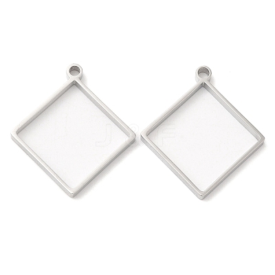 Non-Tarnish 304 Stainless Steel Open Back Bezel Rhombus Pendants LS-STAS-Z040-02A-P-1