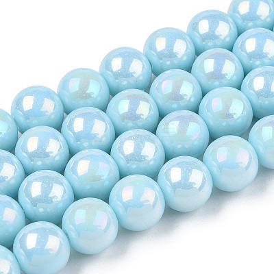 Electroplate Opaque Glass Beads Strands GLAA-T032-P8mm-AB10-1