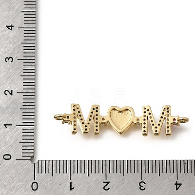 Mother's Day Brass Micro Pave Cubic Zirconia Mom Heart Connector Charms LS-KK-Z155-03G-02-1