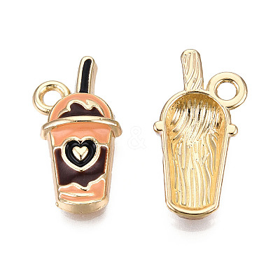 Eco-Friendly Zinc Alloy Milkshake Pendants X-ENAM-R051-16-01G-NR-1