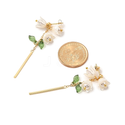 Plastic with Brass Dangle Stud Earrings for Women EJEW-TA00575-1