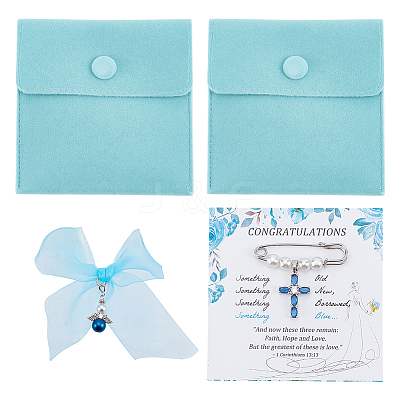 Cross Iron & Plastic Imitation Pearl Kilt Pin Brooches JEWB-NB0001-27-1