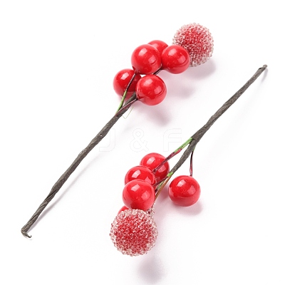 Foam Artificial Christmas Berries with Branch DIY-B019-02B-1