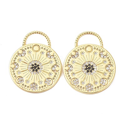 Brass Clear  Cubic Zirconia Pendants ZIRC-C024-27G-1
