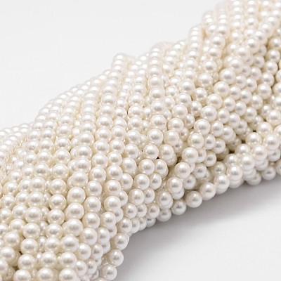 Shell Pearl Beads Strands X-BSHE-L025-01-6mm-1