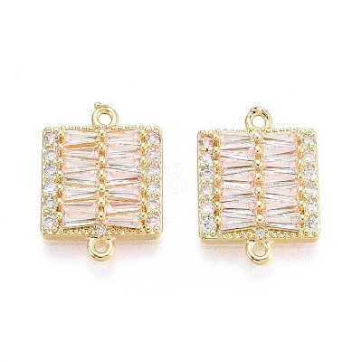 Brass Pave Clear Cubic Zirconia Connector Charms KK-N284-06G-1